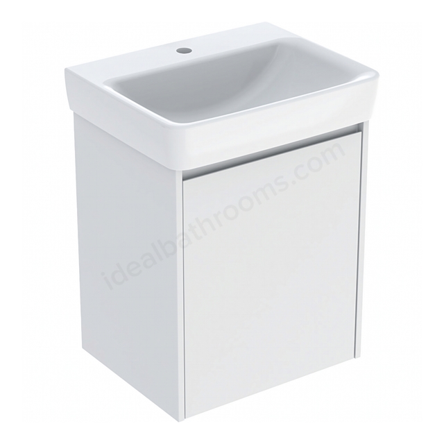 Geberit Selnova 550mmW Basin & 1-Door Cabinet Set; Matt White Silk