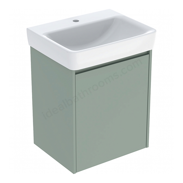 Geberit Selnova 550mmW Basin & 1-Door Cabinet Set; Sage Green Silk Matt
