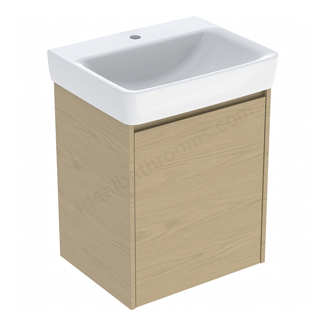 Geberit Selnova 550mmW Basin & 1-Door Cabinet Set; Oak Melamine