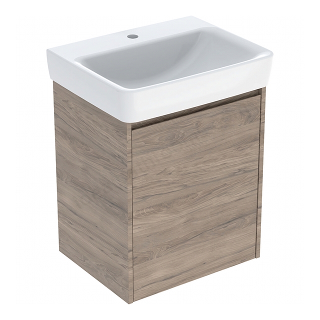 Geberit Selnova 550mmW Basin & 1-Door Cabinet Set; Hickory Melamine