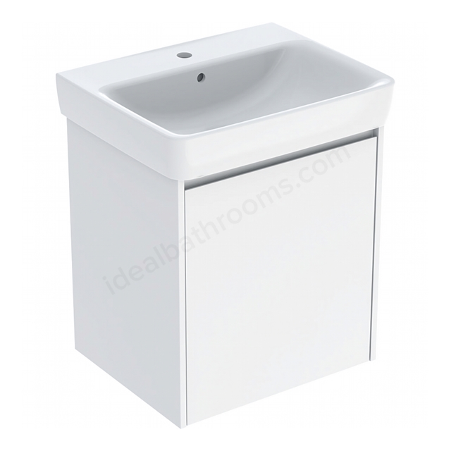 Geberit Selnova 600mmW Basin & 1-Door Cabinet Set; Gloss White Silk
