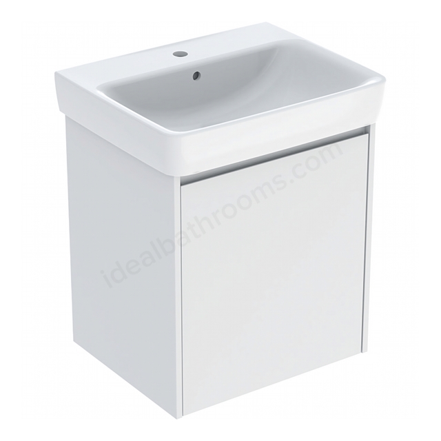 Geberit Selnova 600mmW Basin & 1-Door Cabinet Set; Matt White Silk