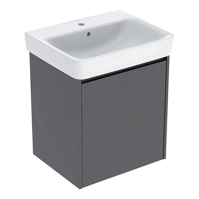 Geberit Selnova 600mmW Basin & 1-Door Cabinet Set; Lava Silk Matt