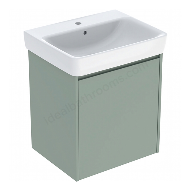 Geberit Selnova 600mmW Basin & 1-Door Cabinet Set; Sage Green Silk Matt