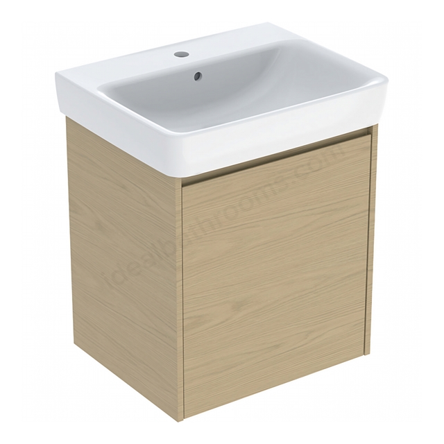 Geberit Selnova 600mmW Basin & 1-Door Cabinet Set; Oak Melamine