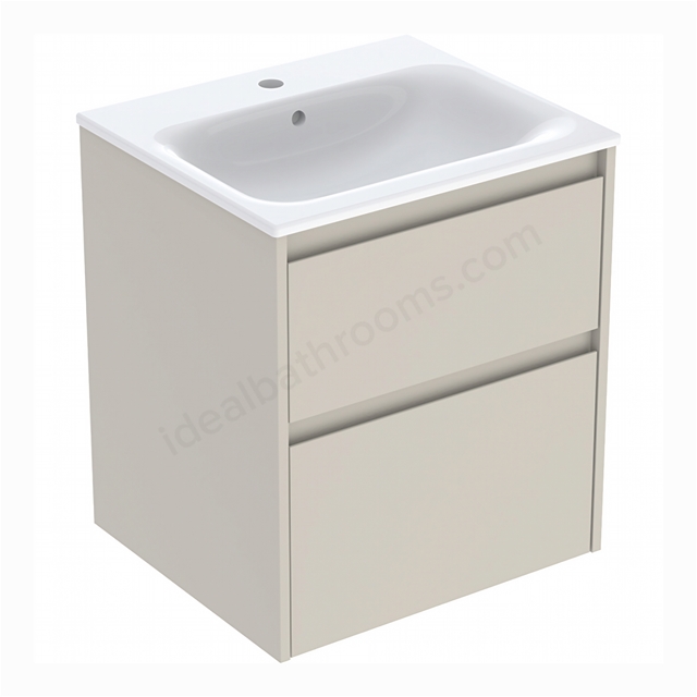 Geberit Selnova 550mmW Slim-Rim Basin & 2-Drawer Cabinet Set; Sand Silk Matt