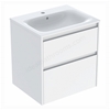Geberit Selnova 600mmW Slim-Rim Basin & 2-Drawer Cabinet Set; Gloss White Silk