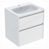 Geberit Selnova 600mmW Slim-Rim Basin & 2-Drawer Cabinet Set; Matt White Silk