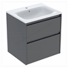 Geberit Selnova 600mmW Slim-Rim Basin & 2-Drawer Cabinet Set; Lava Silk Matt