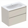 Geberit Selnova Square 800mmW Slim-Rim Basin & 2-Drawer Cabinet Set; Sand Silk Matt