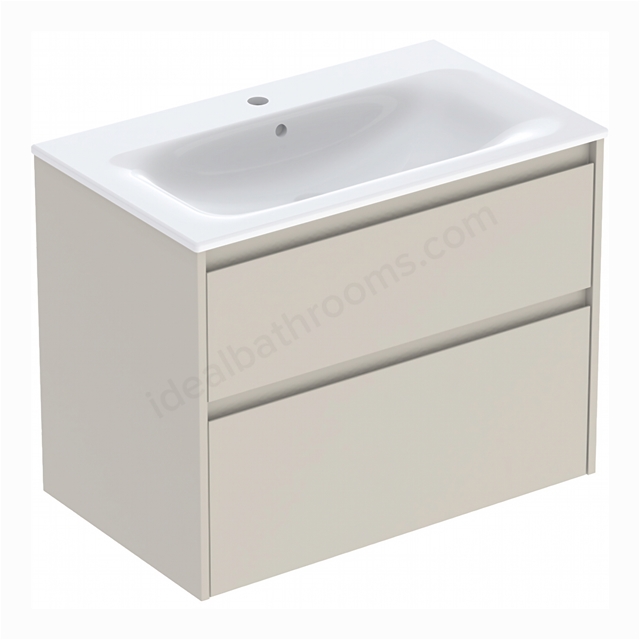 Geberit Selnova 800mmW Slim-Rim Basin & 2-Drawer Cabinet Set; Sand Silk Matt