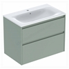 Geberit Selnova 800mmW Slim-Rim Basin & 2-Drawer Cabinet Set; Sage Green Silk Matt