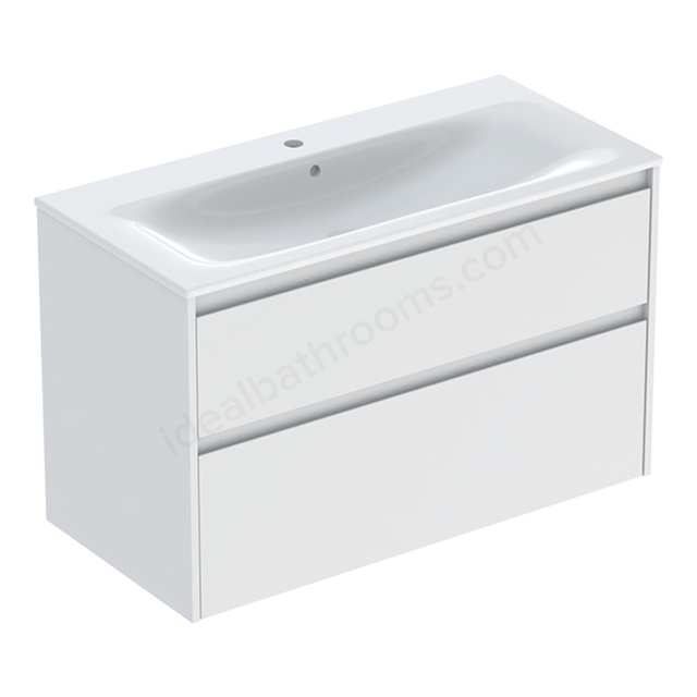 Geberit Selnova 1000mmW Slim-Rim Basin & 2-Drawer Cabinet Set; Matt White Silk