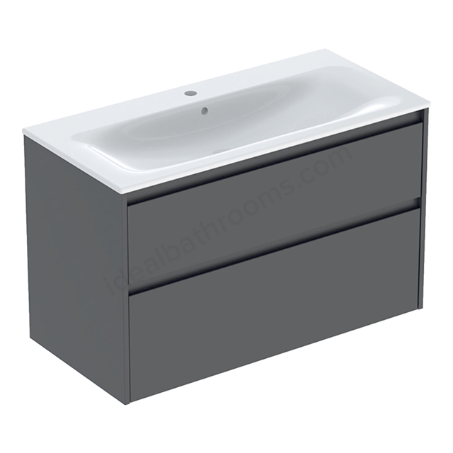 Geberit Selnova 1000mmW Slim-Rim Basin & 2-Drawer Cabinet Set; Lava Silk Matt