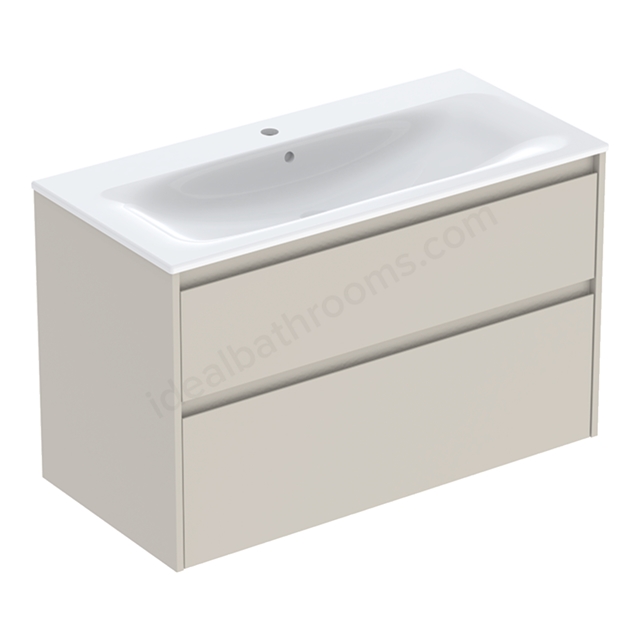 Geberit Selnova 1000mmW Slim-Rim Basin & 2-Drawer Cabinet Set; Sand Silk Matt