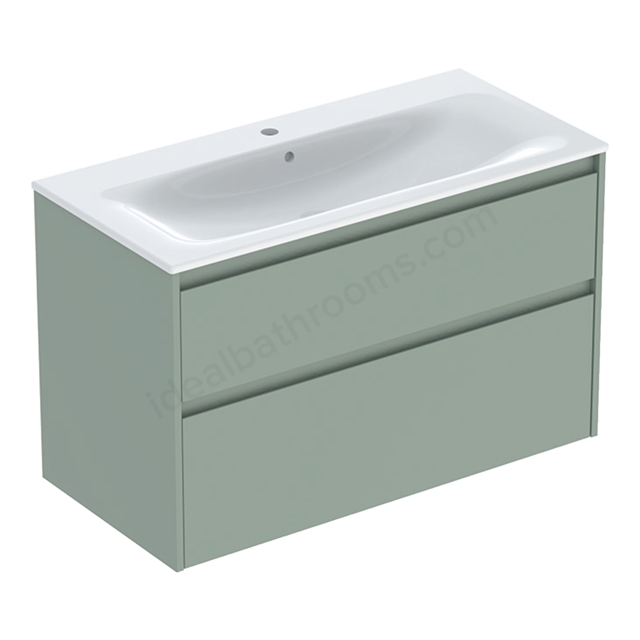 Geberit Selnova 1000mmW Slim-Rim Basin & 2-Drawer Cabinet Set; Sage Green Silk Matt