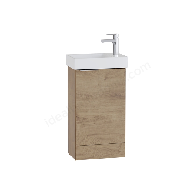 VitrA S20 450 x 270mm, 1 Door, Floorstanding Square Washbasin & Unit - Right Handed - Maple Oak