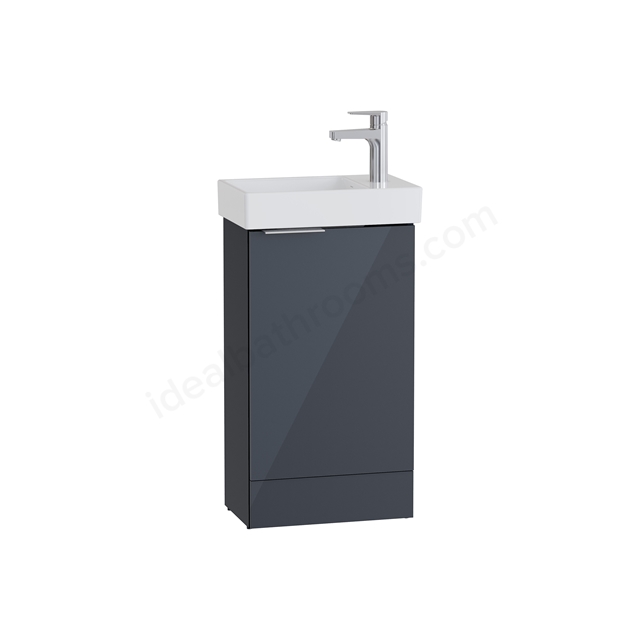 VitrA S20 450 x 270mm, 1 Door, Floorstanding Square Washbasin & Unit - Right Handed - Anthracite Gloss