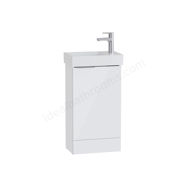 VitrA S20 450 x 270mm, 1 Door, Floorstanding Square Washbasin & Unit - Right Handed - White High Gloss