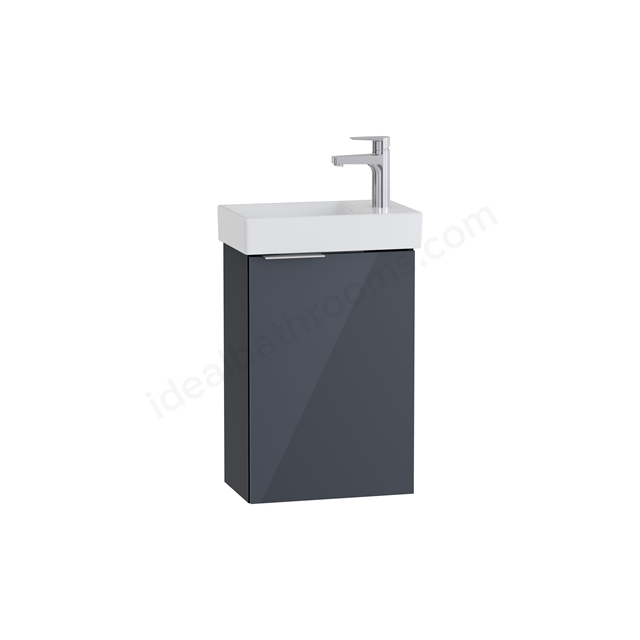 VitrA S20 450 x 270mm, 1 Door, Square Washbasin & Unit - Right Handed - Anthracite High Gloss
