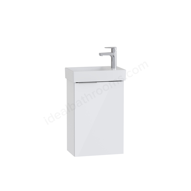 VitrA S20 450 x 270mm, 1 Door, Square Washbasin & Unit - Right Handed - White High Gloss