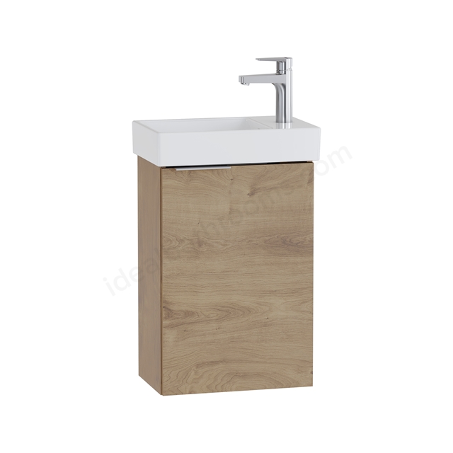 VitrA S20 450 x 270mm, 1 Door, Square Washbasin & Unit - Right Handed - Maple Oak