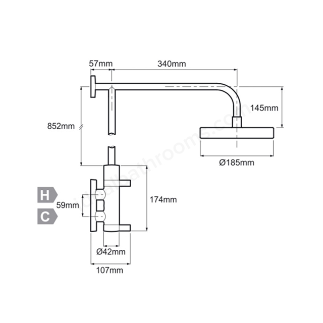 Mira MINILUXE Complete Mixer Shower; Inline Exposed Valve; Fixed head