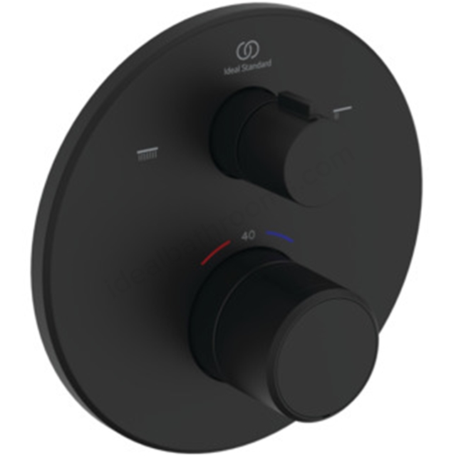 Ideal Standard Ceratherm T25 Built-In Thermostatic 2-Outlet Shower Mixer (EasyBox kit 2) - Silk Black