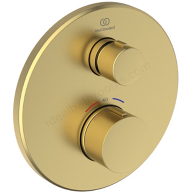 Ideal Standard Ceratherm Navigo Built-In Thermostatic 1 Outlet Round Shower Mixer (Easybox kit 2) - Brushed Gold