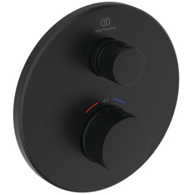 Ideal Standard Ceratherm Navigo Built-In Thermostatic 1 Outlet Round Shower Mixer (Easybox kit 2) - Silk Black