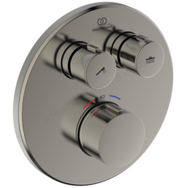 Ideal Standard Ceratherm Navigo Built-In Thermostatic 2 Outlet Round Shower Mixer (Easybox kit 2) - Silver Storm