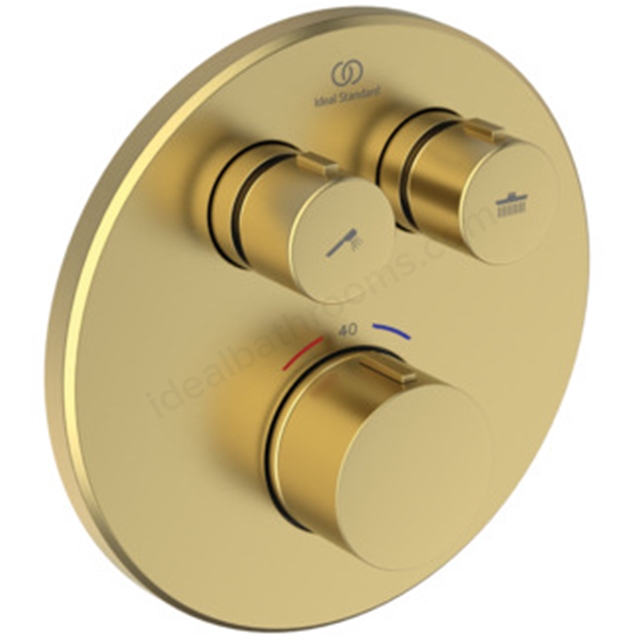 Ideal Standard Ceratherm Navigo Built-In Thermostatic 2 Outlet Round Shower Mixer (Easybox kit 2) - Brushed Gold