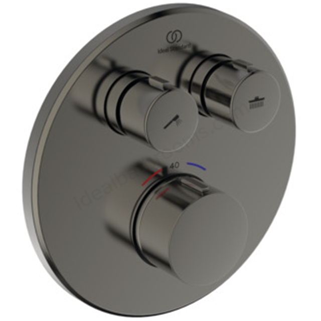 Ideal Standard Ceratherm Navigo Built-In Thermostatic 2 Outlet Round Shower Mixer (Easybox kit 2) - Magnetic Grey