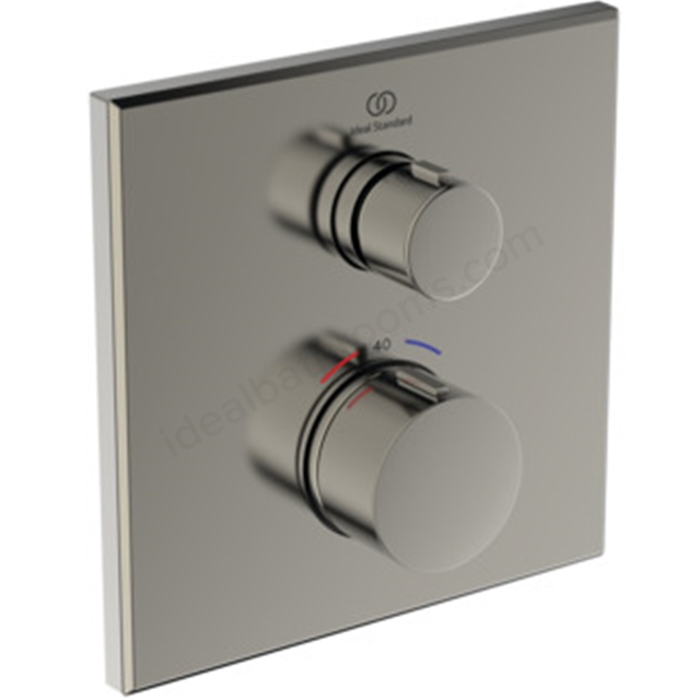 Ideal Standard Ceratherm Navigo Built-In Thermostatic 1 Outlet Square Shower Mixer (Easybox kit 2) - Silver Storm
