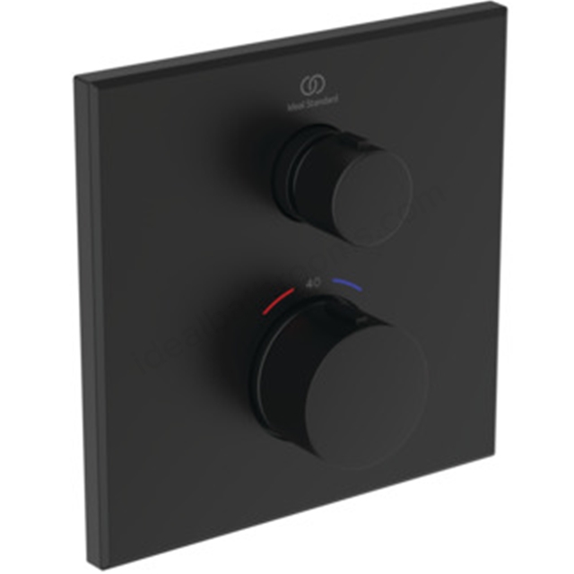 Ideal Standard Ceratherm Navigo Built-In Thermostatic 1 Outlet Square Shower Mixer (Easybox kit 2) - Silk Black