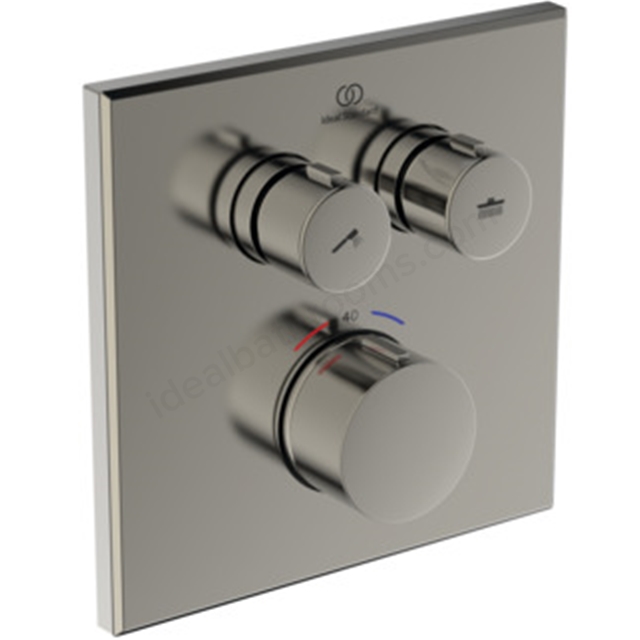 Ideal Standard Ceratherm Navigo Built-In Thermostatic 2 Outlet Square Shower Mixer (Easybox kit 2) - Silver Storm