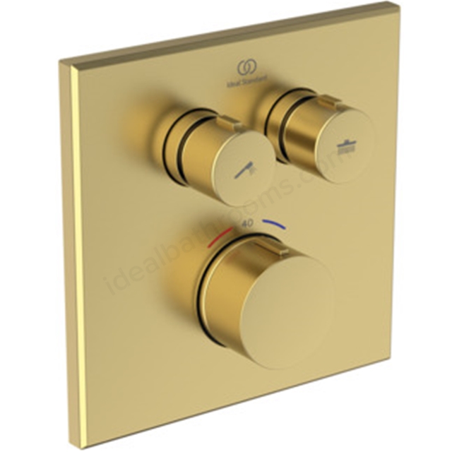 Ideal Standard Ceratherm Navigo Built-In Thermostatic 2 Outlet Square Shower Mixer (Easybox kit 2) - Brushed Gold