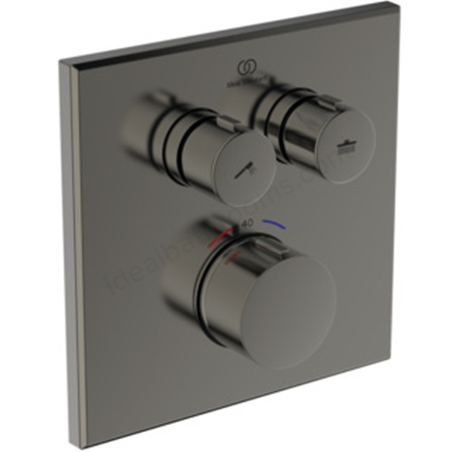 Ideal Standard Ceratherm Navigo Built-In Thermostatic 2 Outlet Square Shower Mixer (Easybox kit 2) - Magnetic Grey