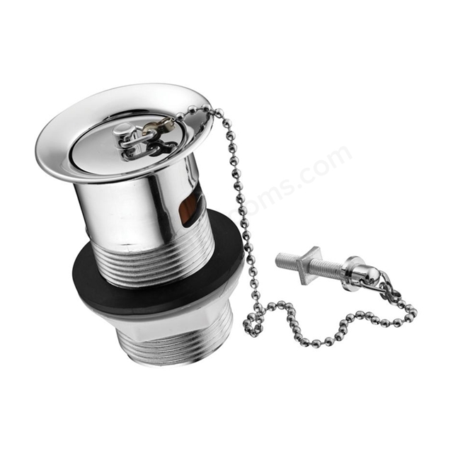 Armitage Shanks Slotted Basin Waste with Plastic Plug; Chain and Stay; Chrome