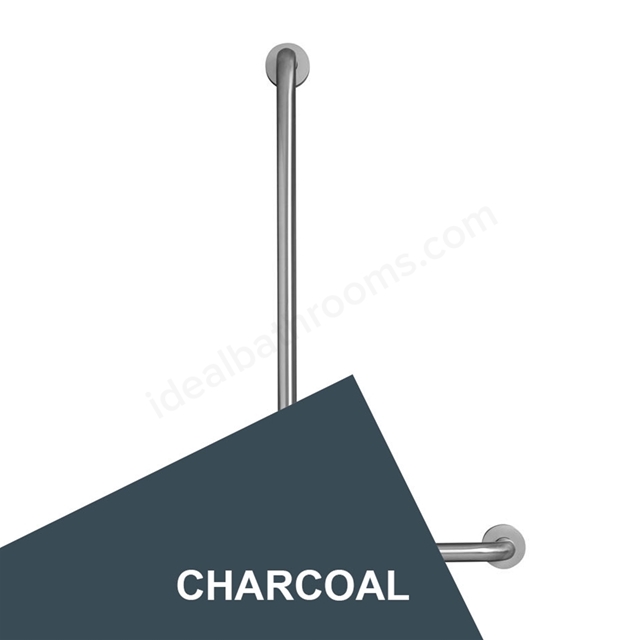 Armitage Shanks CONTOUR 21 Angled Shower Grab Rail, Left Handed, 900x400mm, Charcoal