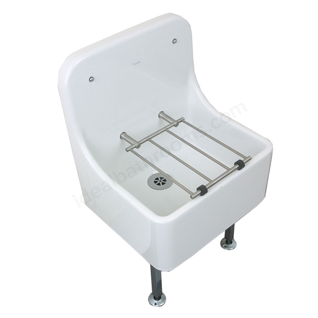 Twyford Cleaner Sink with Splashback + Grating, 470x400mm, White