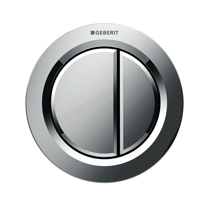 Geberit TYPE01 Dual Flush Button; for Concealed Cisterns 80mm; for Solid & Dry Walls; Gloss Chrome